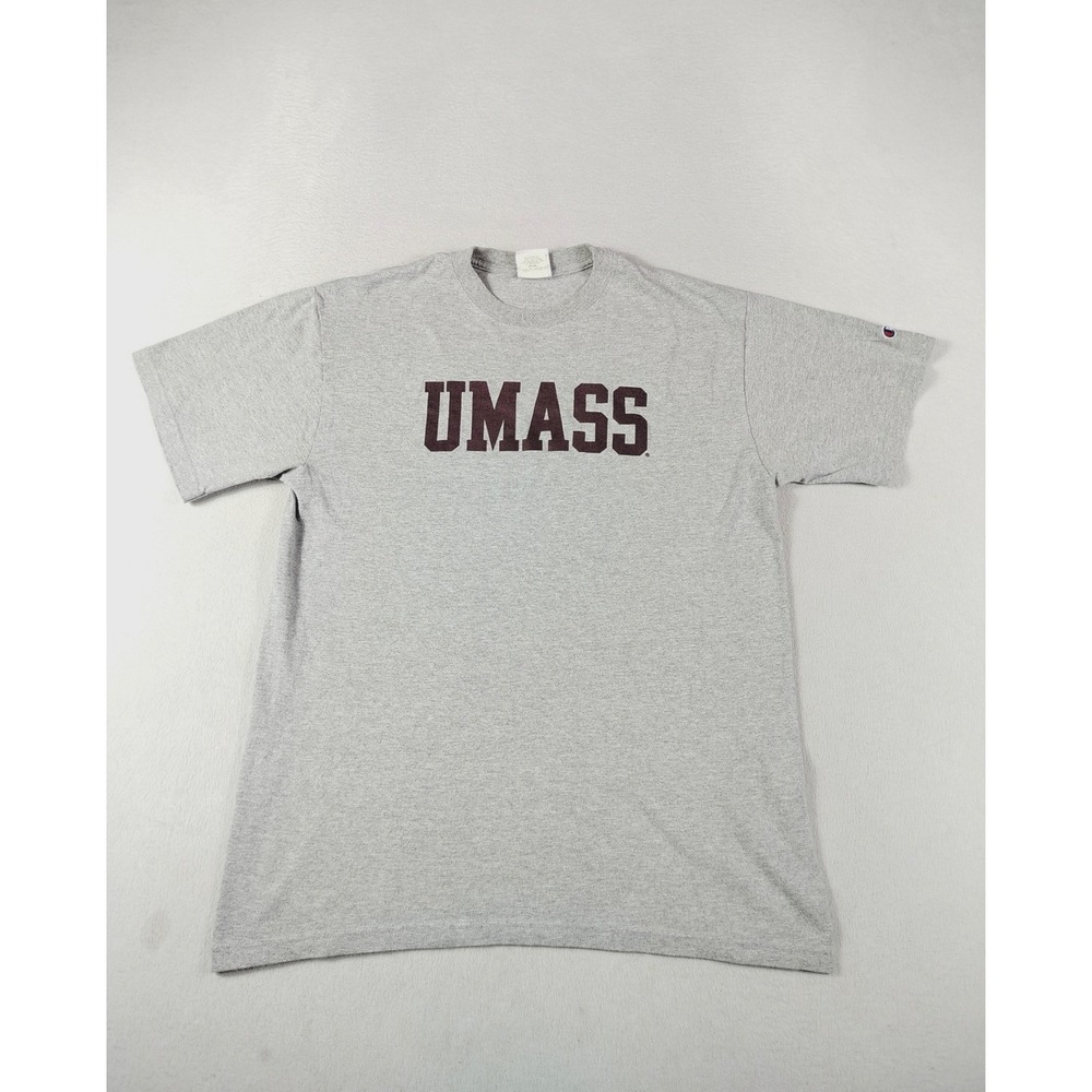 Champion UMass‎ T Shirt Mens Large Gray Short Sleeve University Massachusetts